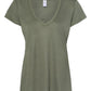 Alternative Women's Melange Burnout Slinky V Neck Jersey Green Size Small