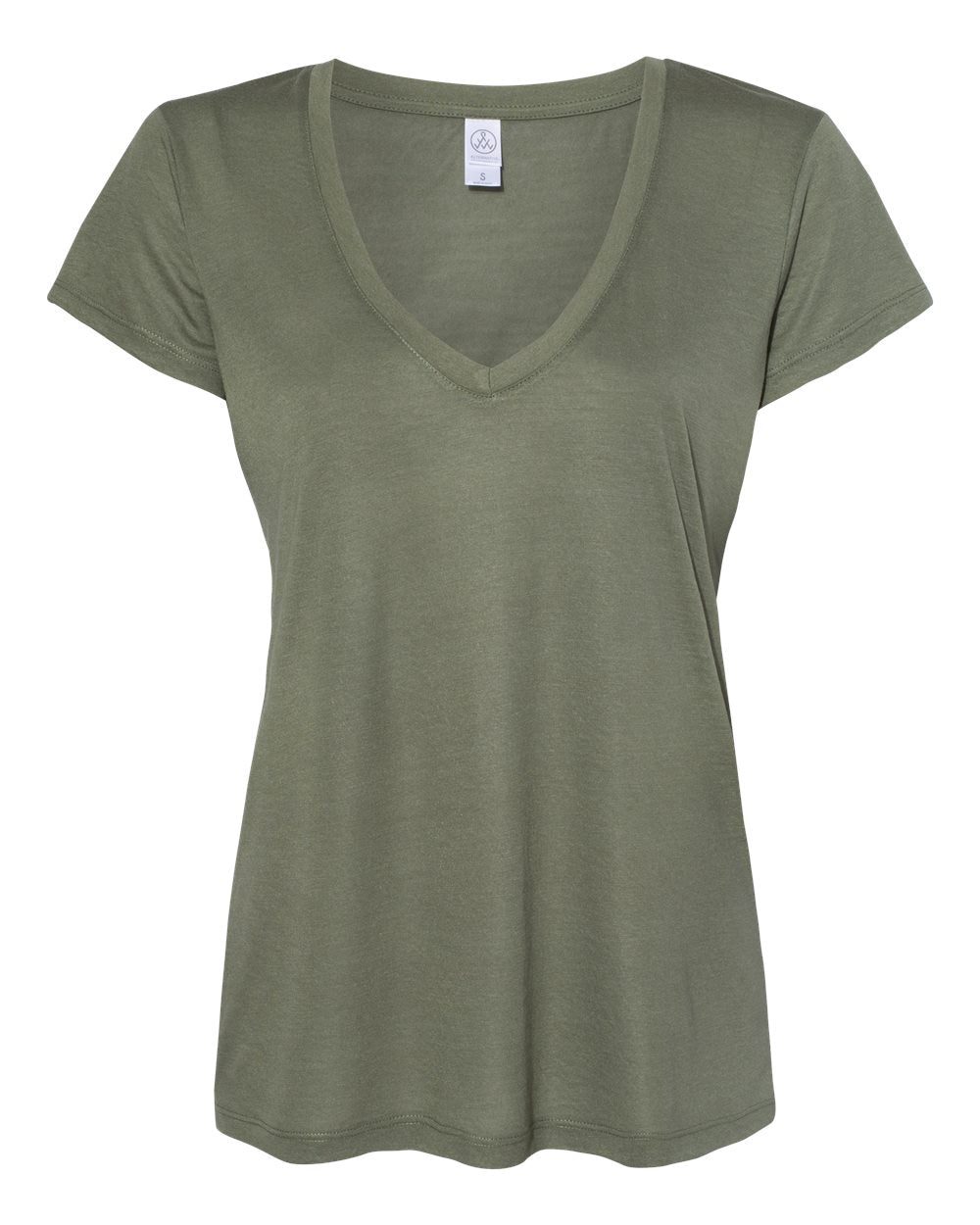 Alternative Women's Melange Burnout Slinky V Neck Jersey Green Size Small