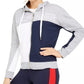 Tommy Hilfiger Women's Sport Colorblocked Zip Up Hoodie Silver Size Small