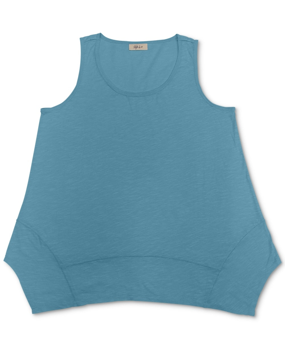Style & Co Women's Handkerchief-Hem Tank Top  Blue Size X-Large