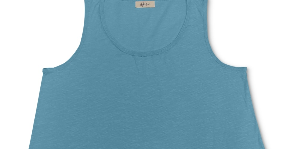 Style & Co Women's Handkerchief-Hem Tank Top  Blue Size X-Large