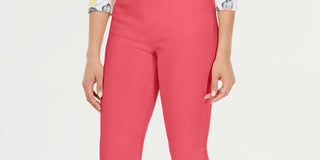 Charter Club Women's Cambridge Skinny Pull On Tummy Control Pants Red Size 18