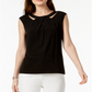Kasper Crossover Cutout Top Black Size M