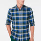 Club Room Men's Stretch Brushed Cotton Plaid Flannel Shirt Blue/Red Size Small