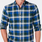 Club Room Men's Stretch Brushed Cotton Plaid Flannel Shirt Blue/Red Size Small