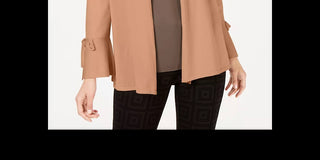 Alfani Women's Tie-Sleeve Cardigan Brown Size XX-Large