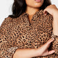 Charter Club Women's Plus Animal-Print Shirt  Beige Size 0X