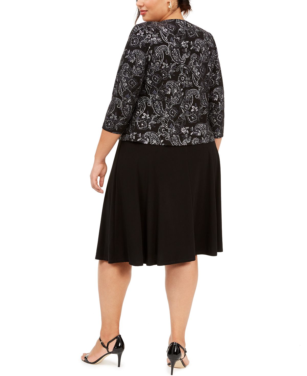 Jessica Howard Women's Long Sleeve MIDI Dress Black Size 18W