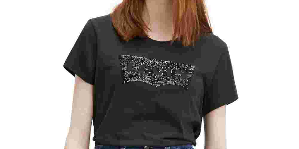 Levi's Women's Perfect Logo Short Sleeve Crewneck T-Shirt Black Size Medium
