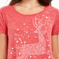 Style & Co Women's Reindeer Graphic T-Shirt Red Size Medium