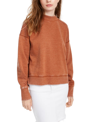 Hippie Rose Juniors' Mock-Neck Sweatshirt Brown Size Large