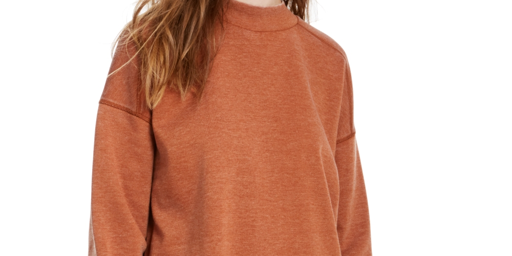 Hippie Rose Juniors' Mock-Neck Sweatshirt Brown Size Large