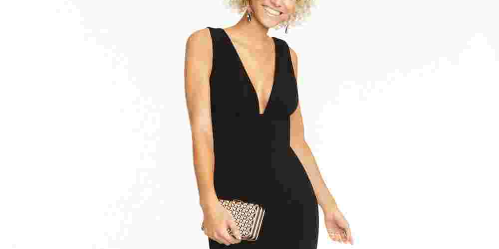 B Darlin Juniors' Deep-V Open-Back Dress Black Size 11/12