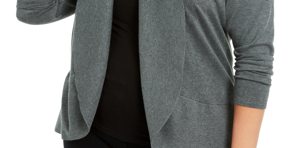 Karen Scott Women's Plus Size Open-Front Cardigan Sweater Charcoal Size 0X