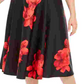 Calvin Klein Women's Zippered Floral Sleeveless Jewel Neck Midi Fit + Flare Party Dress Red Size 14W