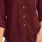 Charter Club Women's Petite Solid Button-Up Shirt Wine Size L