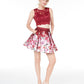 Trixxi Juniors' 2-Pc. Lace Floral-Print Fit & Flare Dress Wine Size 9