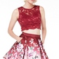 Trixxi Juniors' 2-Pc. Lace Floral-Print Fit & Flare Dress Wine Size 9