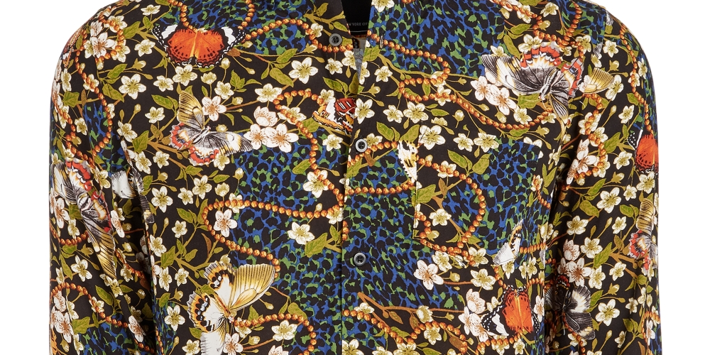 Reason Men's Garden Shirt Black/White/Blue Size X-Large