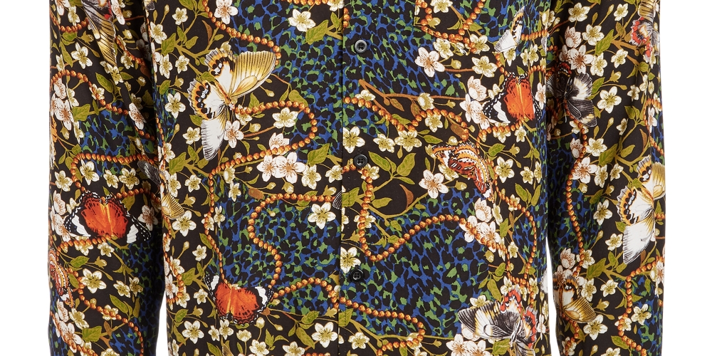 Reason Men's Garden Shirt Black/White/Blue Size X-Large