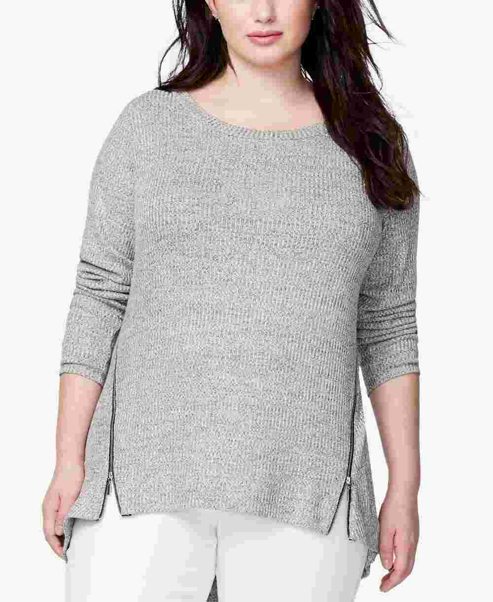 Rachel Roy Women's Trendy Plus Size Zip-Hem Top Gray Size 3X