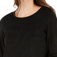 Alfani Women's Faux-Suede & Faux-Fur Top Black Size Small
