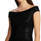 Ralph Lauren Women's Sequined Sleeveless Off Shoulder Knee Length Body Con Evening Dress Black Size 4