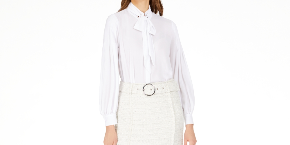 INC International Concepts Women's Petite Tweed Mini Skirt White Size 4 Petite