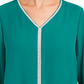 JM Collection Women's Jeweled Tiered-Hem Blouse Green Size X-Large