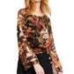 INC International Concepts Women's Smocked Peasant Top Black Size Small