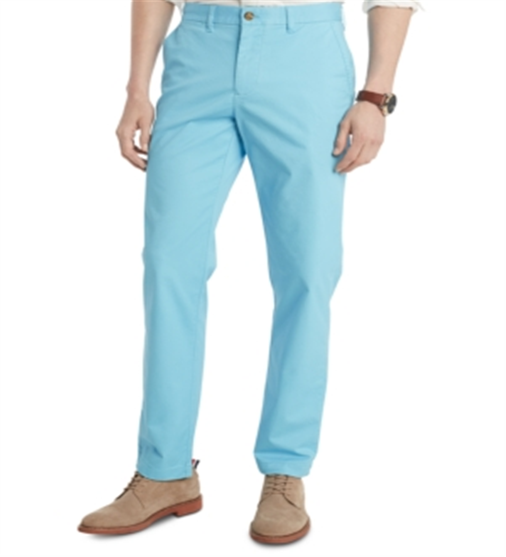 Tommy Hilfiger Men's Th Flex Stretch Custom Fit Chino Pant Blue Size 33X32