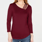 INC International Concepts Women's Cutout-Detail Top Red Size X-Small