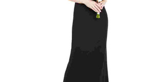 Adrianna Papell Women's Zippered Cap Sleeve Jewel Neck Maxi Fit + Flare Evening Dress Navy Size 14