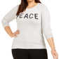 Style & Co Women's Plus Size Embellished Long-Sleeve Top Gray Size 1X