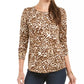 Style & Co Women's Animal Print Top Brown Size X-Large