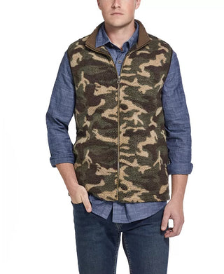 Weatherproof Men's Jacket Camo-Print Pebble-Fleece Vest Green Size X-Large