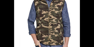 Weatherproof Men's Jacket Camo-Print Pebble-Fleece Vest Green Size X-Large