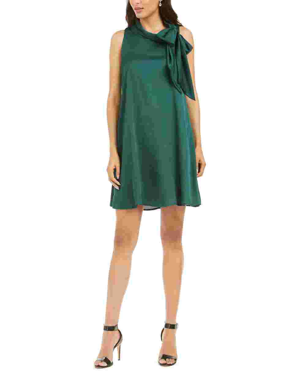 Robbie Bee Women's Sleeveless Cowl Neck Above The Knee Fit + Flare Evening Dress Green Size 14 Petite
