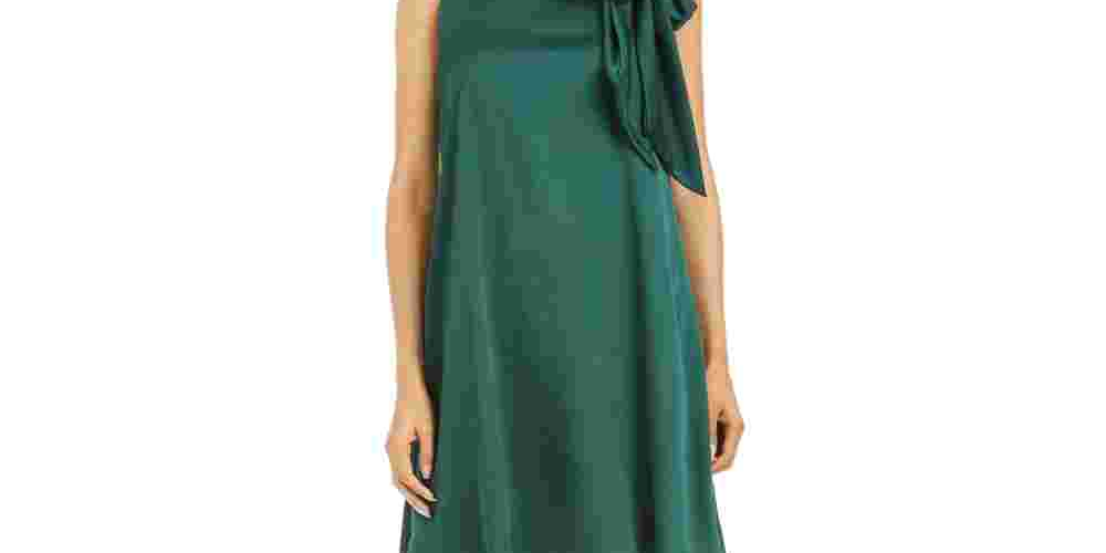 Robbie Bee Women's Sleeveless Cowl Neck Above The Knee Fit + Flare Evening Dress Green Size 14 Petite