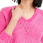Bar III Women's Eyelet V Neck Crop Sweater Pink Size XX-Large
