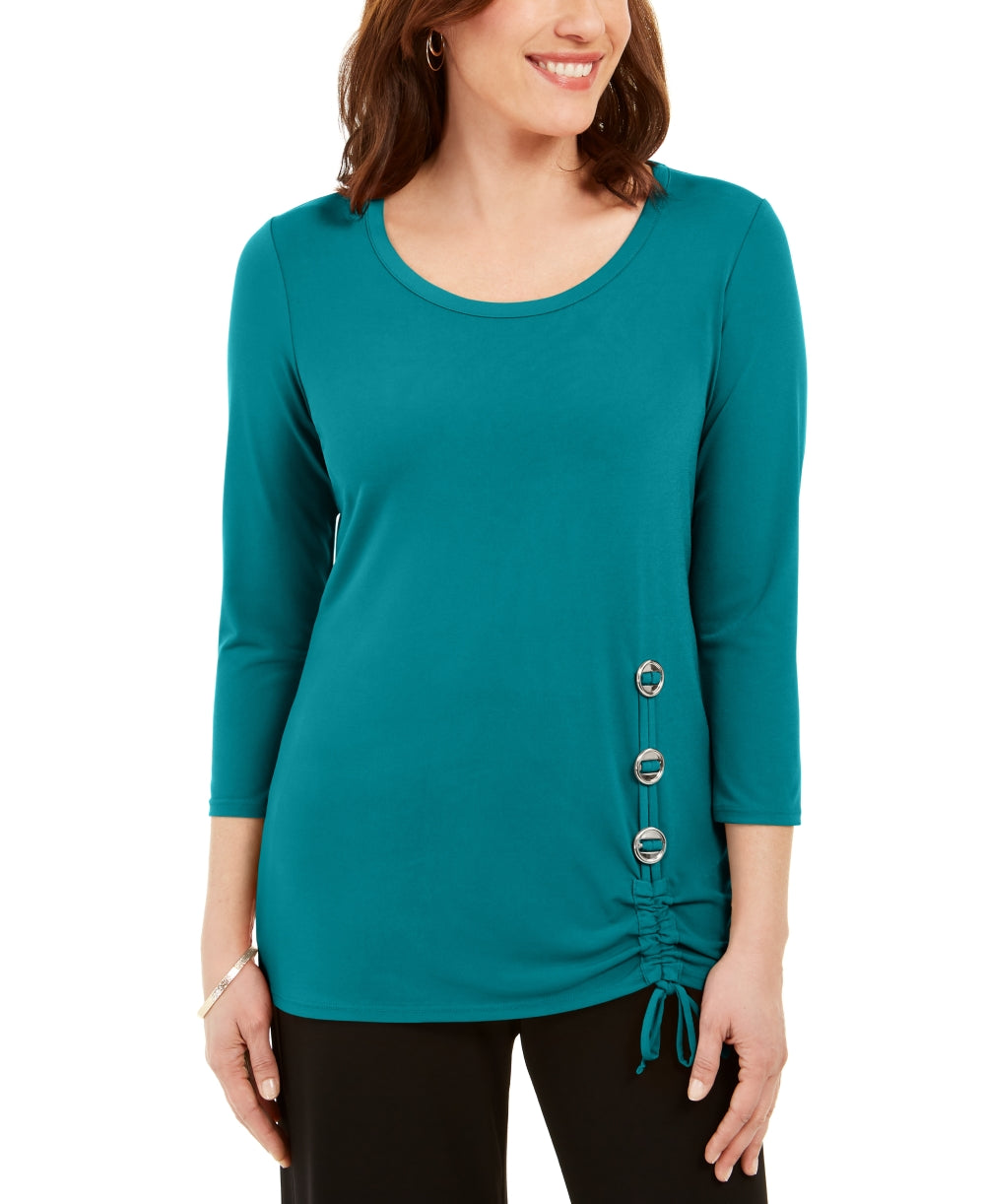 JM Collection Women's Hardware-Trim Tunic Blue Size XX-Large