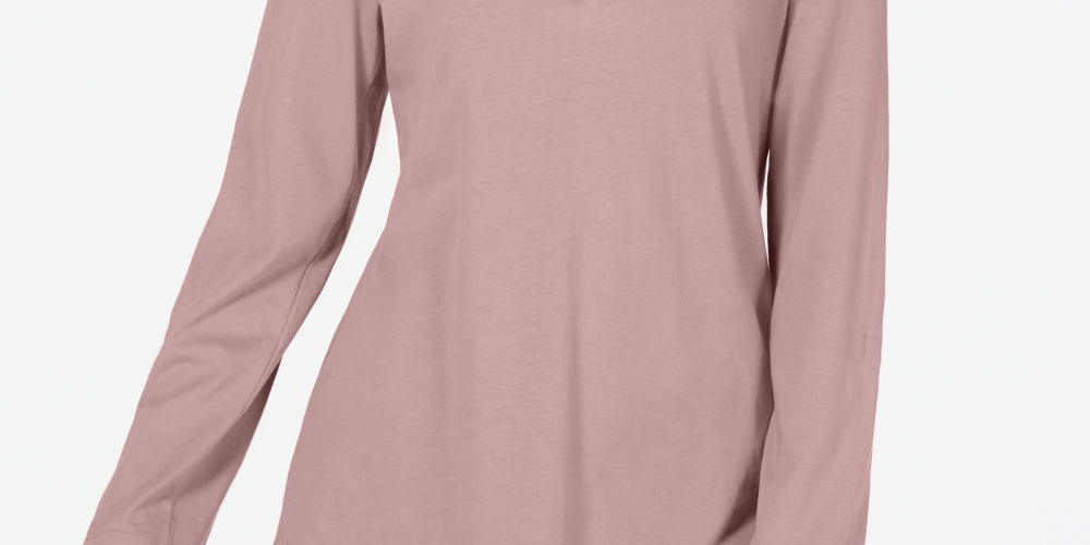 Charter Club Women's Petite Supima Cotton Split-Neck Top Pink Size PS/M