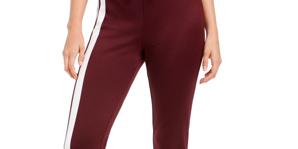 Juicy Couture Women's Cotton Side-Stripe Track Pants  Wine/white/Gold Size Medium