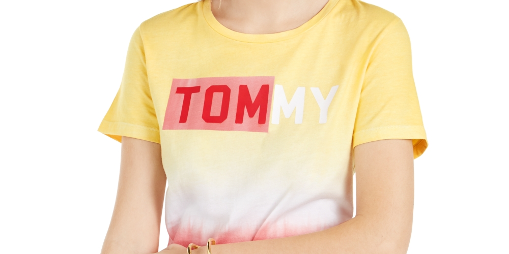 Tommy Hilfiger Women's Logo Graphic Short Sleeve Crew Neck T-Shirt Top -Black/White Size XX-Large