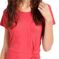 Ultra Flirt Women's Coral Ribbed Patterned Short Sleeve Jewel Neck Above The Knee Sheath Dress Red Size X-Small