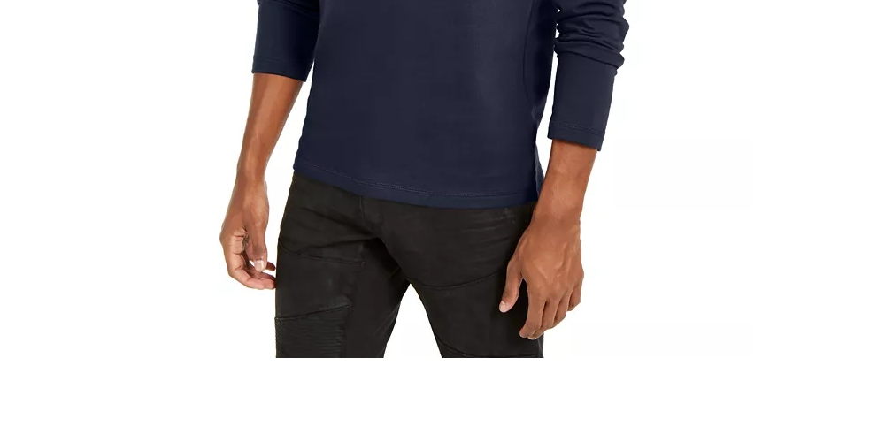 INC  International Concepts Men's Pieced Quarter Zip Hoodie Blue Size Small