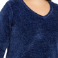 Karen Scott Women's Plus Chenille Pullover V Neck Sweater Blue Size 0X