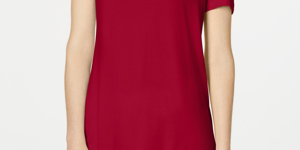 JM Collection Women's Cold Shoulder Swing T-Shirt Red Size Large