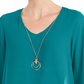 JM Collection Women's Asymmetrical Necklace Blouse Blue Size XX-Large