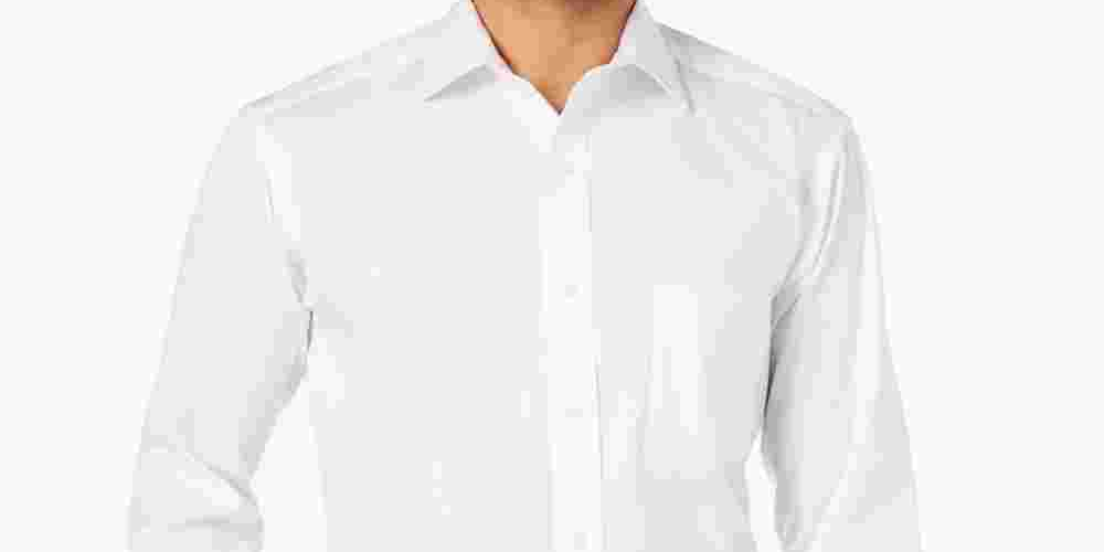 Club Room Men's Big & Tall Classic Regular Fit Dress Shirt  White Size 17